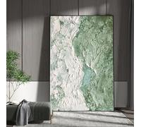 XINBAO Cuadros de arte mural abstracto verde, cuadros grandes, lienzo texturizado, pintura abstracta, decoración para sala de estar, cuadros de pared de 80 x 120 cm con marco