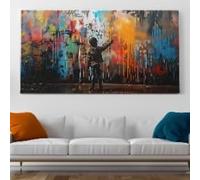 XINBAO Cuadros en lienzo con el tema Muro del Miedo, grafiti pop, para decoración de habitaciones, pósteres, caligrafía, decoración de pared para el hogar (60 x 120 cm/marco interior)