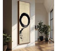 XINBAO Decoración vertical Japandi Wabi Sabi, arte de pared en lienzo estrecho, impresiones altas y estrechas, pintura circular, decoración zen, cuadros en lienzo (60x180cm/marco interior)