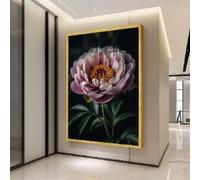 XINBAO Elegante lienzo de peonía rosa, arte floral para pared, decoración botánica, impresión de flores en primer plano, pintura para decoración del hogar (60 x 90 cm/marco interior)