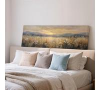 XINBAO Impresión en lienzo de Pradera Dorada, pintura de paisaje sereno, arte de pared ancho, decoración grande, campo impresionista, arte largo y estrecho (55 x 110 cm/sin marco)
