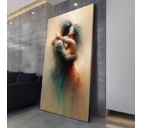 XINBAO Lienzo abstracto de abrazo romántico, arte mural de pareja enamorada, pintura impresionista, decoración del hogar, arte moderno de relaciones (30 x 50 cm/sin marco)