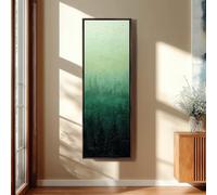 XINBAO Lienzo alto y estrecho enmarcado, arte vertical degradado, degradado verde bosque fino, decoración de pared minimalista, impresión texturizada (20x60cm/marco interior)
