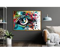 XINBAO Lienzo con diseño de grafiti Ojos Coloridos, listo para colgar. Cuadro enmarcado, impresión de arte urbano callejero, póster de gran tamaño (60x90cm/marco interior).