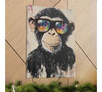XINBAO Lienzo decorativo de monos | Pósteres de chimpancés | Decoración de animales divertida | Pintura de grafiti de la selva | Fauna silvestre de lujo (40 x 60 cm/Marco interior)