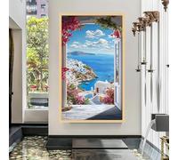 XINBAO Lienzo impreso con vista a la costa de una isla, arte mural mediterráneo, lienzo grande para decoración de paredes del hogar (30x50 cm/sin marco).