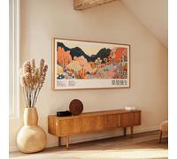 XINBAO Lienzo panorámico con paisaje japonés para pared, impresión abstracta de montaña, inspirado en Yayoi Kusama, decoración extragrande para el hogar (50 x 100 cm/sin marco)