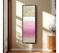 XINBAO Lienzo vertical alto en rosa y beige, arte abstracto largo y estrecho en rosa, pintura delgada, decoración de dormitorio, impresión de pared en tonos pastel suaves (30x90cm/sin marco)