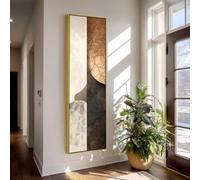 XINBAO Mural decorativo para el hogar, gran pintura abstracta de flores estilo Wabi Sabi - Arte mural en lienzo Japandi - Lienzo alto y estrecho (35x105cm/marco interior)
