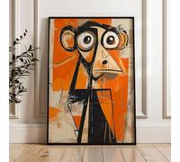 XINBAO Pósteres cubistas de monos, arte mural abstracto de animales, pintura gráfica de primates, decoración moderna naranja, lienzo para pared (50 x 75 cm/sin marco)