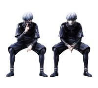 Xinchangda 2 figuras de Kaneki Ken sentado de 11 cm, figura de acción de anime Kaneki Ken, estatua de PVC, figura de anime de dibujos animados, adornos de escritorio, decoraciones coleccionables