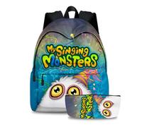 Xinchangda 2 mochilas con diseño de monstruos cantando anime, impresión 3D, gran capacidad, mochila escolar informal para niños y niñas, suministros escolares, tipo 2, 40*30*17CM, Mochila escolar
