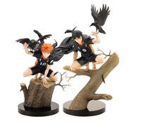 Xinchangda 2 piezas Figura de Hinata Shoyo y Figura de Acción de Tobio Kageyama En Cuclillas sobre un Tocón de Árbol Figurita Haikyuu Modelo Colección de Escritorio Regalos para Fanáticos del Anime