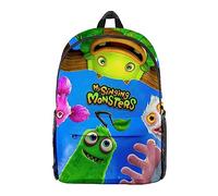 Xinchangda Anime My Singing Monsters - Mochila de lona con estampado de graffiti en 3D, mochila escolar para estudiantes de temporada escolar, Tipo 6, 47*28cm