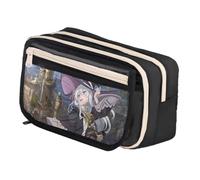 Xinchangda Elaina - Estuche para lápices de anime Elaina Oxford, color negro y blanco, gran capacidad, con múltiples compartimentos, impermeable, organizador de maquillaje, papelería, para