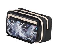 Xinchangda Elaina - Estuche para lápices de anime Elaina Oxford, color negro y blanco, gran capacidad, con múltiples compartimentos, impermeable, organizador de maquillaje, papelería, para