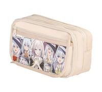 Xinchangda Elaina - Estuche para lápices de anime Elaina Oxford, color negro y blanco, gran capacidad, con múltiples compartimentos, impermeable, organizador de maquillaje, papelería, para