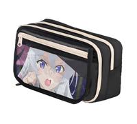 Xinchangda Elaina - Estuche para lápices de anime Elaina Oxford, color negro y blanco, gran capacidad, con múltiples compartimentos, impermeable, organizador de maquillaje, papelería, para