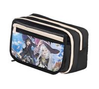 Xinchangda Elaina - Estuche para lápices de anime Elaina Oxford, color negro y blanco, gran capacidad, con múltiples compartimentos, impermeable, organizador de maquillaje, papelería, para