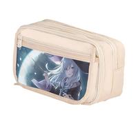 Xinchangda Elaina - Estuche para lápices de anime Elaina Oxford, color negro y blanco, gran capacidad, con múltiples compartimentos, impermeable, organizador de maquillaje, papelería, para