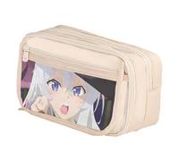Xinchangda Elaina - Estuche para lápices de anime Elaina Oxford, color negro y blanco, gran capacidad, con múltiples compartimentos, impermeable, organizador de maquillaje, papelería, para