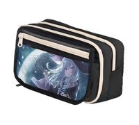 Xinchangda Elaina - Estuche para lápices de anime Elaina Oxford, color negro y blanco, gran capacidad, con múltiples compartimentos, impermeable, organizador de maquillaje, papelería, para