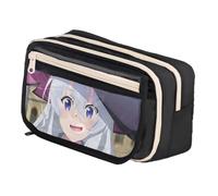 Xinchangda Elaina - Estuche para lápices de anime Elaina Oxford, color negro y blanco, gran capacidad, con múltiples compartimentos, impermeable, organizador de maquillaje, papelería, para