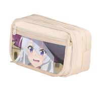 Xinchangda Elaina - Estuche para lápices de anime Elaina Oxford, color negro y blanco, gran capacidad, con múltiples compartimentos, impermeable, organizador de maquillaje, papelería, para