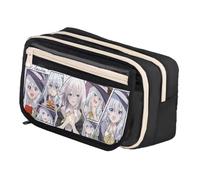 Xinchangda Elaina - Estuche para lápices de anime Elaina Oxford, color negro y blanco, gran capacidad, con múltiples compartimentos, impermeable, organizador de maquillaje, papelería, para