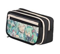 Xinchangda Estuche para lápices de anime Miku, estuche para bolígrafos de gran capacidad, estuche de papelería para estudiantes, Negro 2, 21* 8*13cm, Estuche para lápices