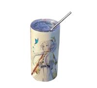 Xinchangda Frieren - Taza térmica de acero inoxidable con pajilla, diseño de anime Frieren: Beyond Journey's End de 480 ml, taza de café para la escuela y la oficina