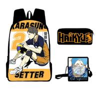 Xinchangda Haikyuu - Mochila escolar de 3 piezas para estudiantes de anime + bolsa de hombro + estuche para lápices Anime Hinata Shoyo/Tobio Kageyama/Kozume Kenma mochila escolar, Sugawara Koushi,