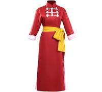 Xinchangda Kagura - Disfraz de cosplay YatoKamui, traje de cosplay de Kagura, bata roja con cinturón dorado, traje negro con bufanda gris, disfraz de anime, Halloween, carnaval, fiesta