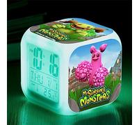 Xinchangda Mi reloj de alarma de monstruos cantantes para niños, reloj de alarma digital LED de juego con luz nocturna de 7 colores que cambia y muestra hora y temperatura