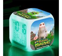 Xinchangda Mi reloj de alarma de monstruos cantantes para niños, reloj de alarma digital LED de juego con luz nocturna de 7 colores que cambia y muestra hora y temperatura
