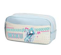 Xinchangda Miku - Estuche para lápices Miku, estuche para lápices de anime, estuche de doble cremallera, ligero, de gran capacidad, organizador de maquillaje, papelería, bolsa organizadora para