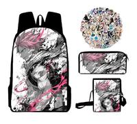 Xinchangda Mochila de cola de hada, mochila escolar de anime Natsu Dragneel/Erza Scarlet, mochila escolar para estudiantes de anime + estuche + bolsa de hombro + 50 calcomanías, tipo6, 30*13*40cm
