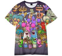 Xinchangda My Singing Monsters - Camiseta de cosplay de manga corta con estampado de monstruos de anime de verano, camiseta casual de ajuste holgado para hombres y mujeres