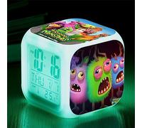 Xinchangda Reloj despertador de Mis Monstruos Cantantes para niños, reloj LED digital de juego con luz nocturna de 7 colores que cambia y muestra hora y temperatura