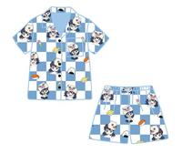 Xinchangda Tomioka Giyuu - Conjunto de 2 pijamas a rayas de manga corta y pantalones cortos Tokitou Muichirou, ropa de dormir Rengoku Kyoujurou, ropa de dormir de anime, ropa de dormir suave de