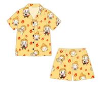Xinchangda Tomioka Giyuu - Conjunto de 2 pijamas a rayas de manga corta y pantalones cortos Tokitou Muichirou, ropa de dormir Rengoku Kyoujurou, ropa de dormir de anime, ropa de dormir suave de