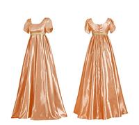 Xinchangda Vestidos de regencia para mujer, medieval, vintage, victoriano, vestido largo de satén de cintura alta, elegante vestido de fiesta
