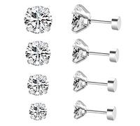 XINCHENG Pendientes Acero Quirurgico Hipoalergenicos, Piercing Circoniña Pendientes Brillantes Diamante, AAAAA+ Zircon, Mujeres Hombres Unisex, 5-8 mm