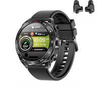XINDADA T95 - Reloj inteligente 2 en 1 con auriculares, auriculares HIFI, reloj inteligente con altavoz, rastreador de música, monitor de frecuencia cardíaca, reloj deportivo para hombre (negro)