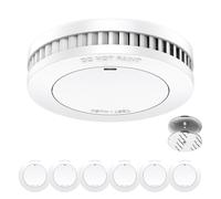 XINDUM Detector de Humo 10 años,Detector de Humos para casa sin LED Parpadeante,Detector de Humo EN 14604,6Pieza Blanco