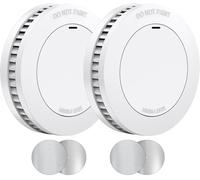 XINDUM Mini Detector de Humo 2 Pieza, con 10 años de batería/garantía, Detector de Incendios CE Probado, sin taladrar, Blanco