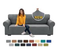 XINEAGE Funda elástica para sofá de 3 Cojines, 1 Pieza de Tela Jacquard elástica, Protector de Muebles Suave, Funda Antideslizante para sofá para Perros (sofá, Gris Claro)