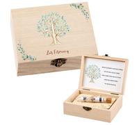XineYuor 1 juego de confirmación de dinero de caja de madera con decoración: hojas de eucalipto, palomas, tarjeta de felicitación, tarjeta de madera, tubo de ensayo y hierba de rafia, regalo de dinero