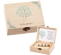 XineYuor 1 juego de confirmación de dinero de caja de madera con decoración: hojas de eucalipto, palomas, tarjeta de felicitación, tarjeta de madera, tubo de ensayo y hierba de rafia, regalo de dinero