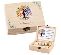 XineYuor 1 juego de regalo de confirmación de dinero de caja de madera con decoración: hojas de eucalipto, palomas, tarjeta de felicitación, tarjeta de madera, tubo de ensayo y hierba de rafia, regalo